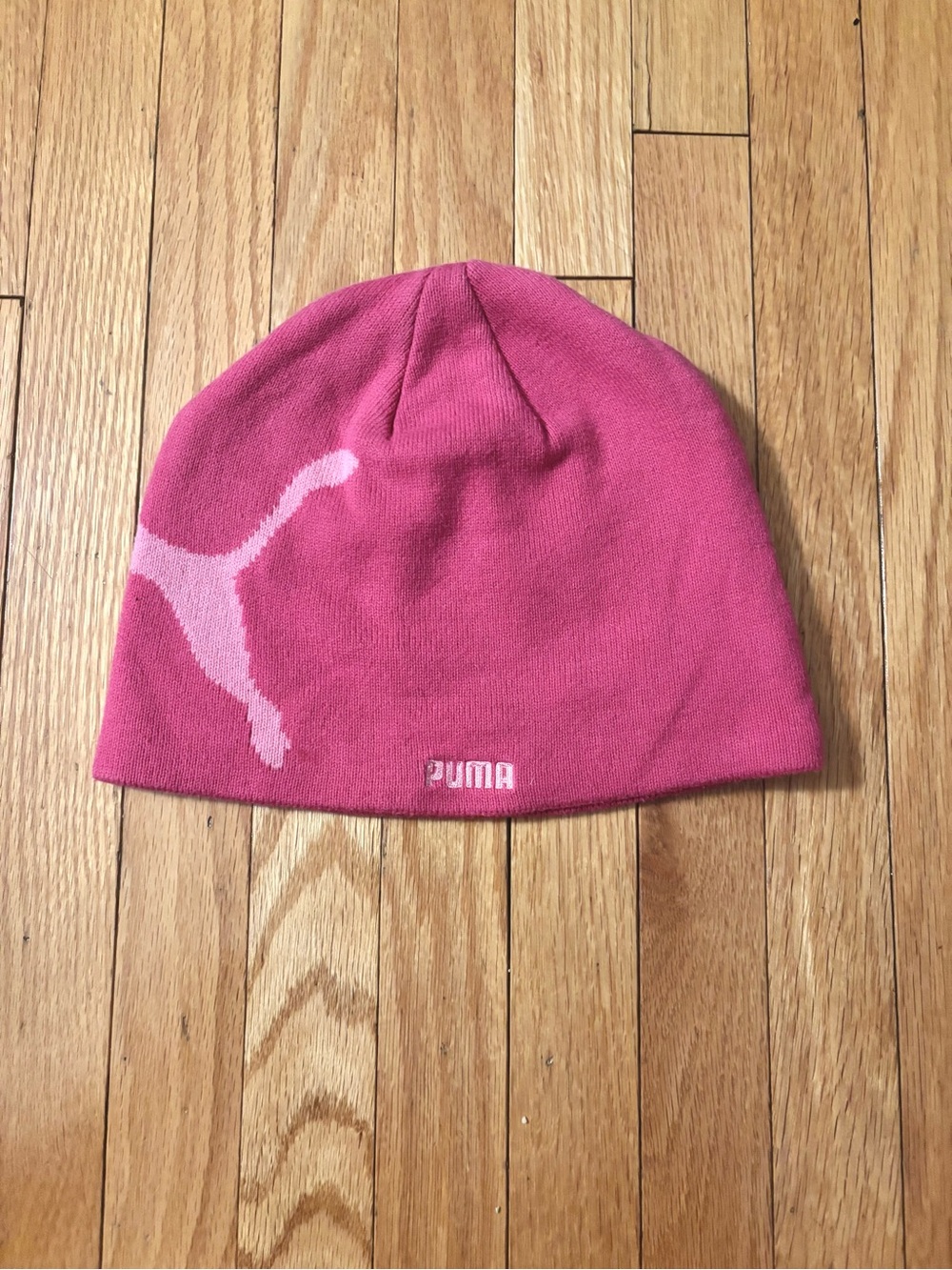 Pink Puma Logo Knit Beanie Hat